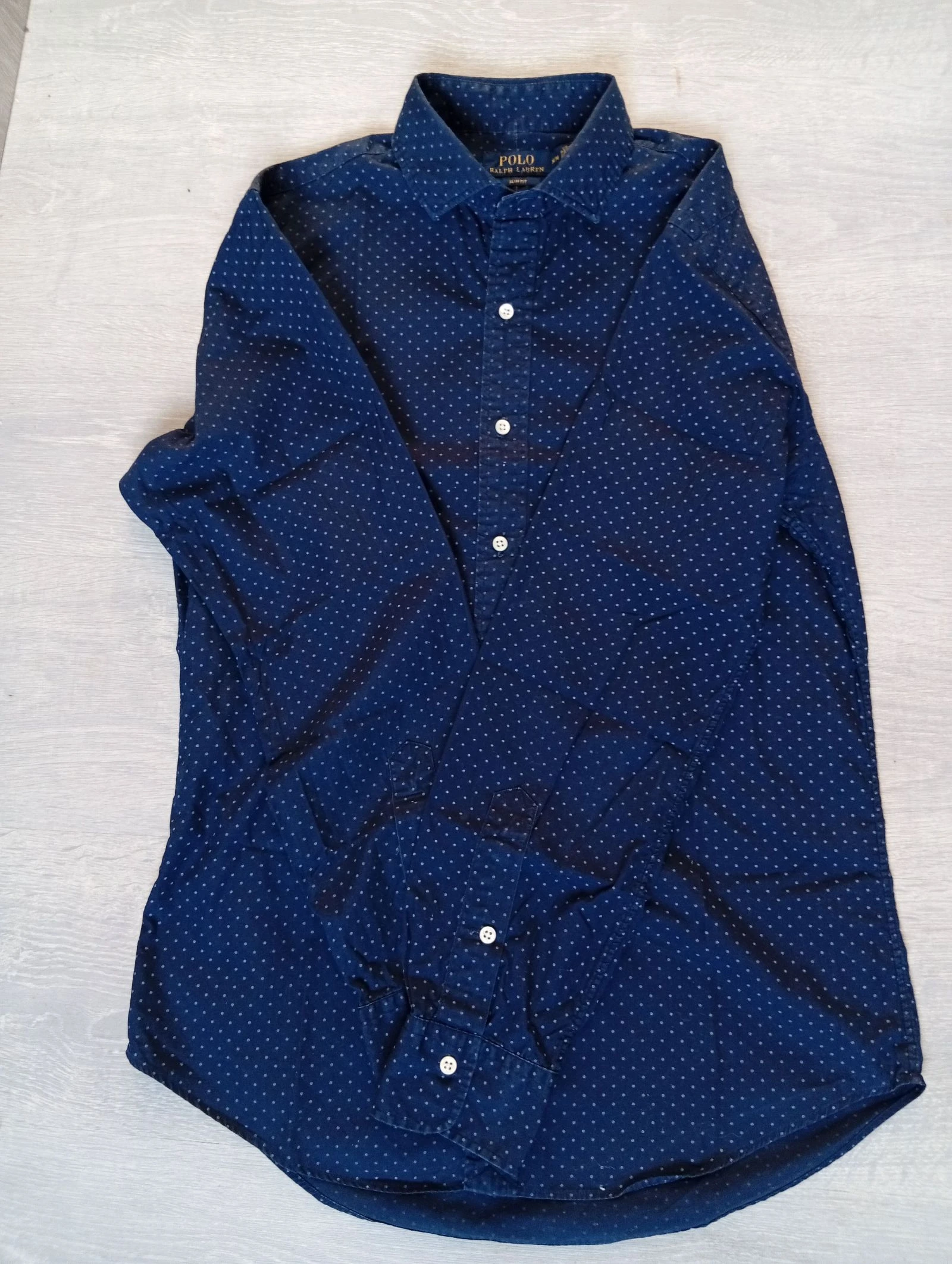 Camisa Polo Ralph Lauren azul-marinha com bolinhas – Tamanho M (Slim Fit) – photo 5